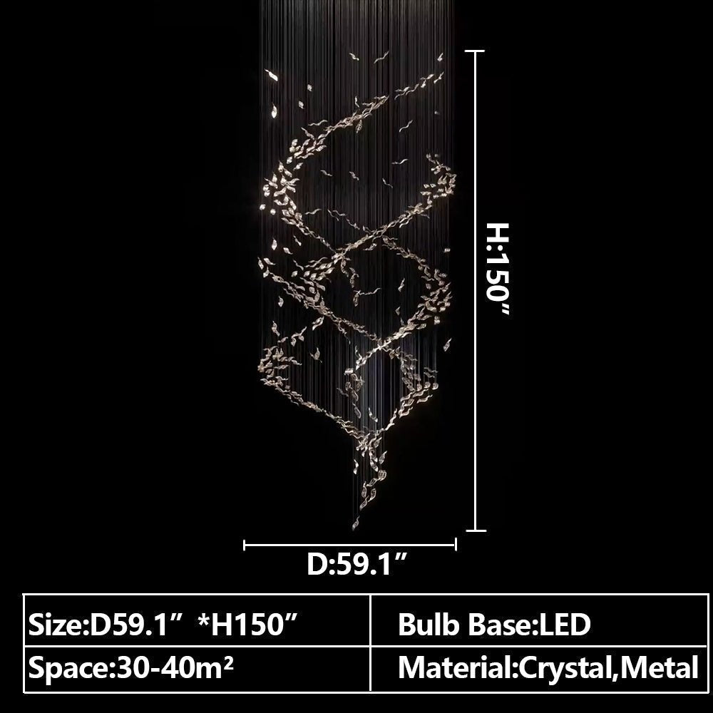 Extra Large Luxury Art Double Spiral Creative Crystal Chandelier For High-ceiling Foyer/Hallway/Entryway - Brig Lighting