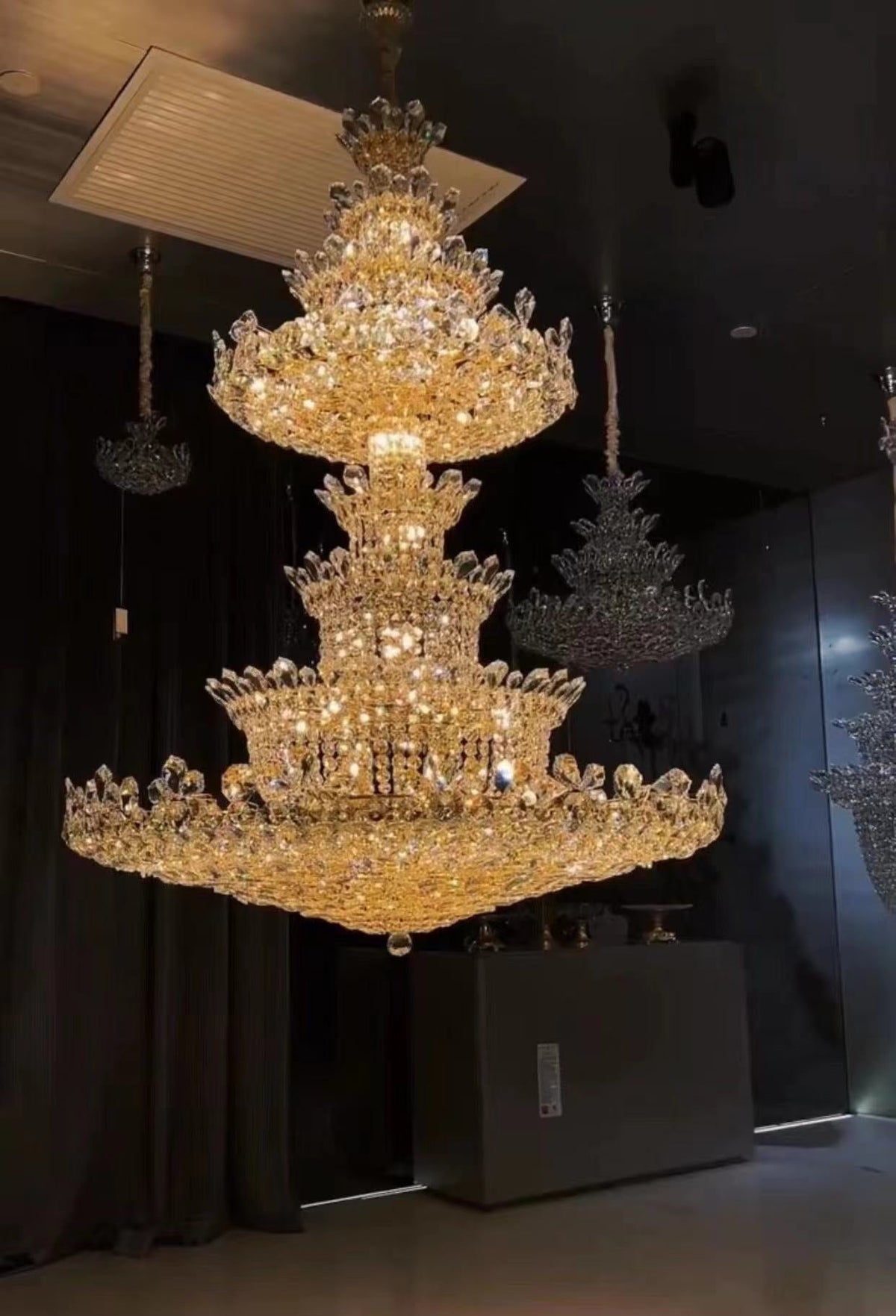 Extra Large Luxury Gold Empire Crystal Chandelier Multi - Layers Fixture For Foyer/ Big Hallway/ Hotel lobby/ Palace Hall - briglamps