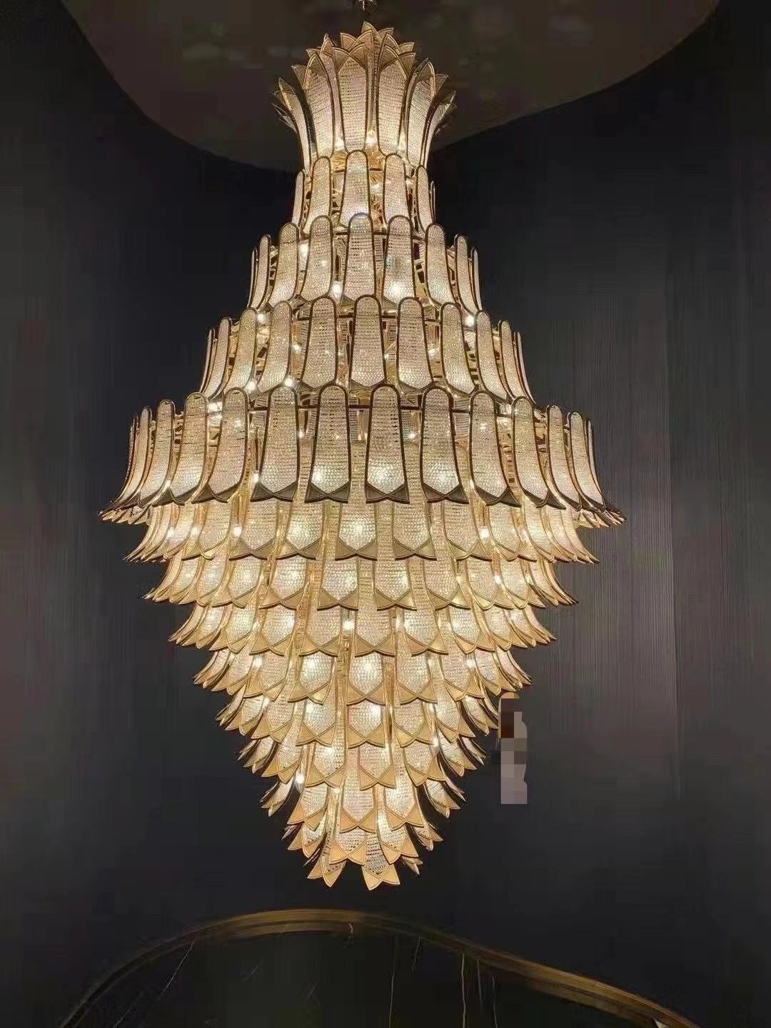 Extra Large Luxury Multi - tier Gold CrystalChandelier for Stairs/Large High - ceiling Room - briglamps