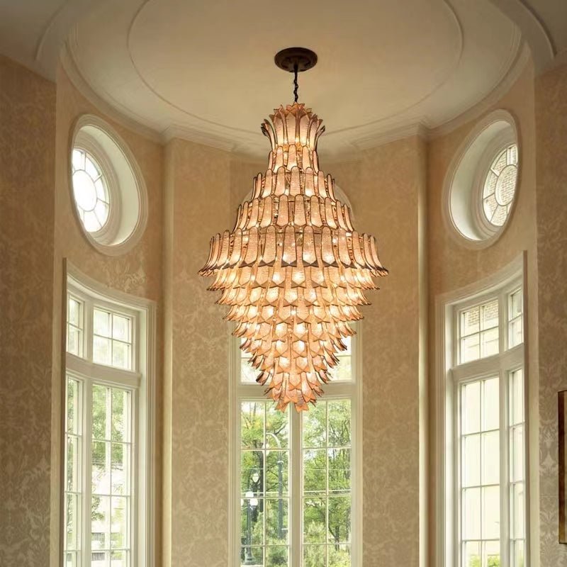 Extra Large Luxury Multi - tier Gold CrystalChandelier for Stairs/Large High - ceiling Room - briglamps