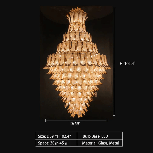 Extra Large Luxury Multi - tier Gold CrystalChandelier for Stairs/Large High - ceiling Room - briglamps