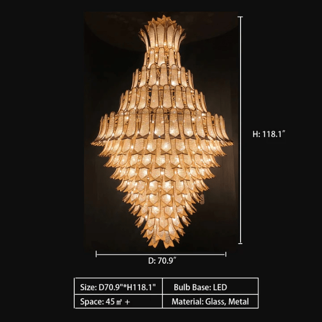 Extra Large Luxury Multi - tier Gold CrystalChandelier for Stairs/Large High - ceiling Room - briglamps