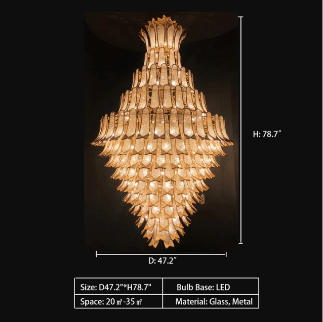 Extra Large Luxury Multi - tier Gold CrystalChandelier for Stairs/Large High - ceiling Room - briglamps