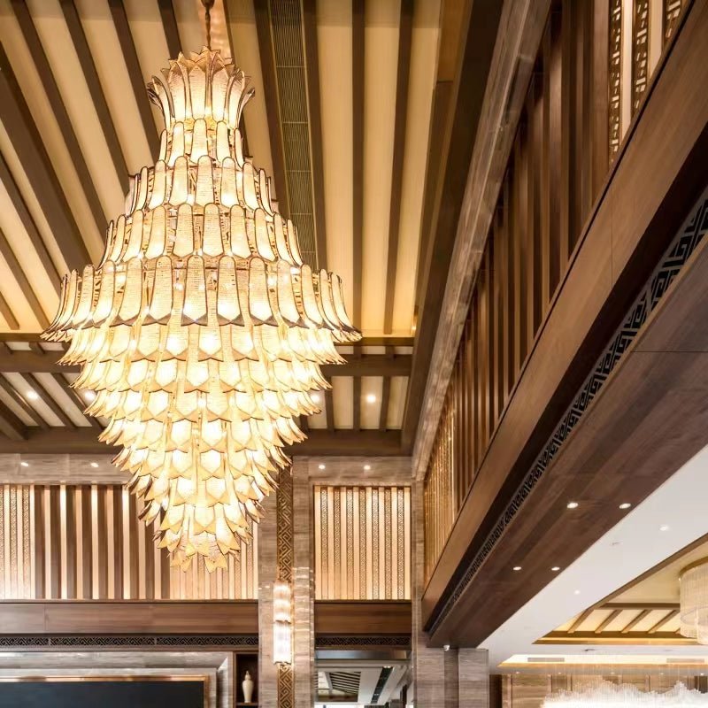 Extra Large Luxury Multi - tier Gold CrystalChandelier for Stairs/Large High - ceiling Room - briglamps