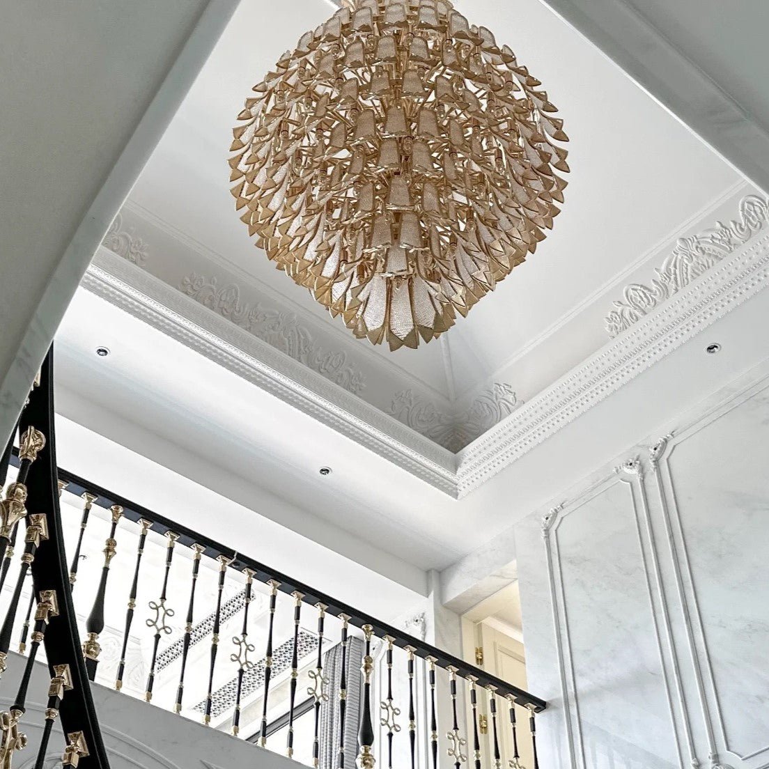 Extra Large Luxury Multi - tier Gold CrystalChandelier for Stairs/Large High - ceiling Room - briglamps