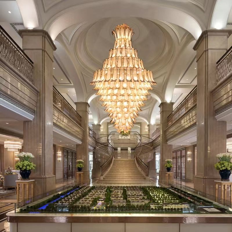 Extra Large Luxury Multi - tier Gold CrystalChandelier for Stairs/Large High - ceiling Room - briglamps
