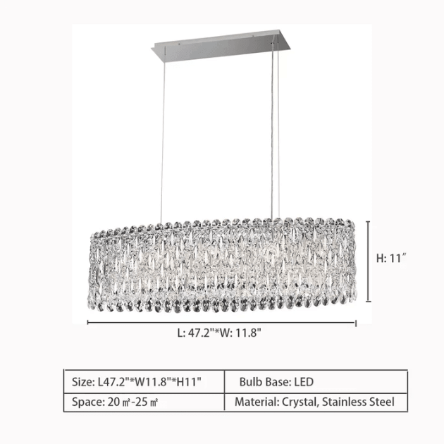 Extra Large Modern Fashion Oval Crystal Pendant Chandelier for Dining Room/Kitchen Island - briglamps