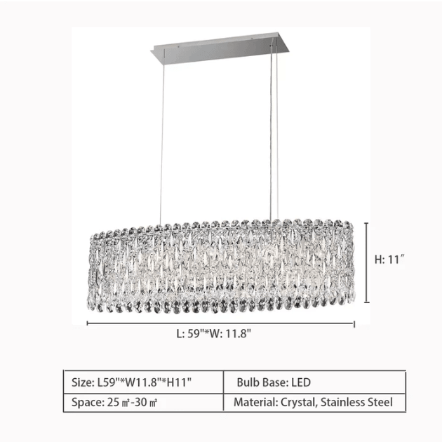 Extra Large Modern Fashion Oval Crystal Pendant Chandelier for Dining Room/Kitchen Island - briglamps
