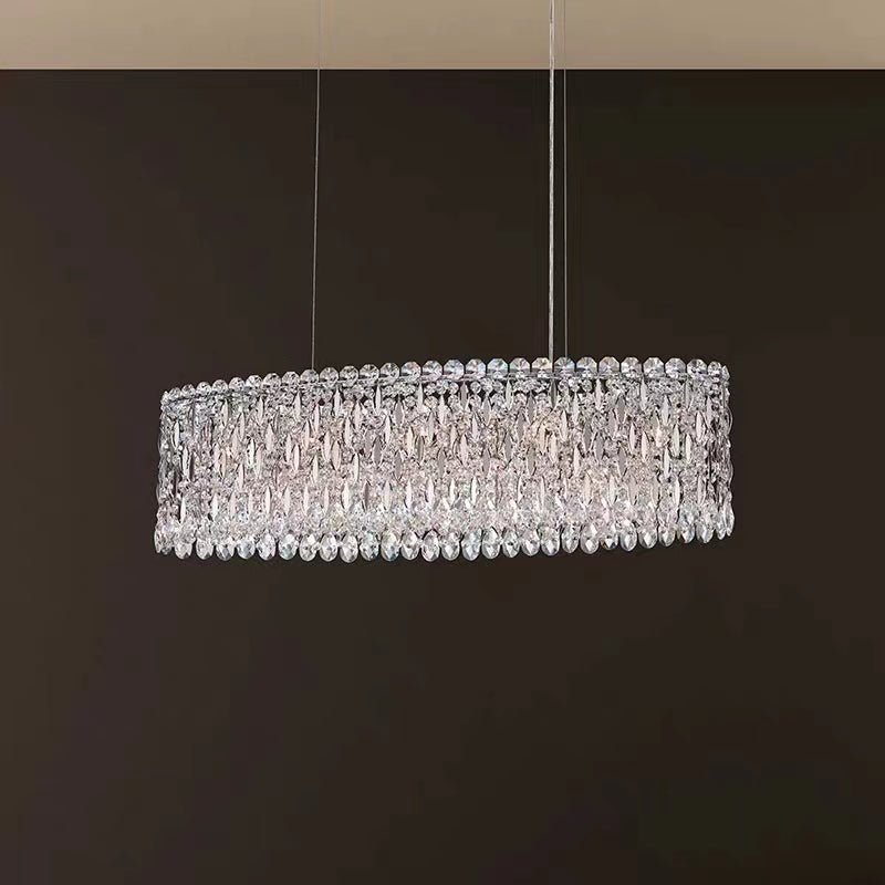 Extra Large Modern Fashion Oval Crystal Pendant Chandelier for Dining Room/Kitchen Island - briglamps