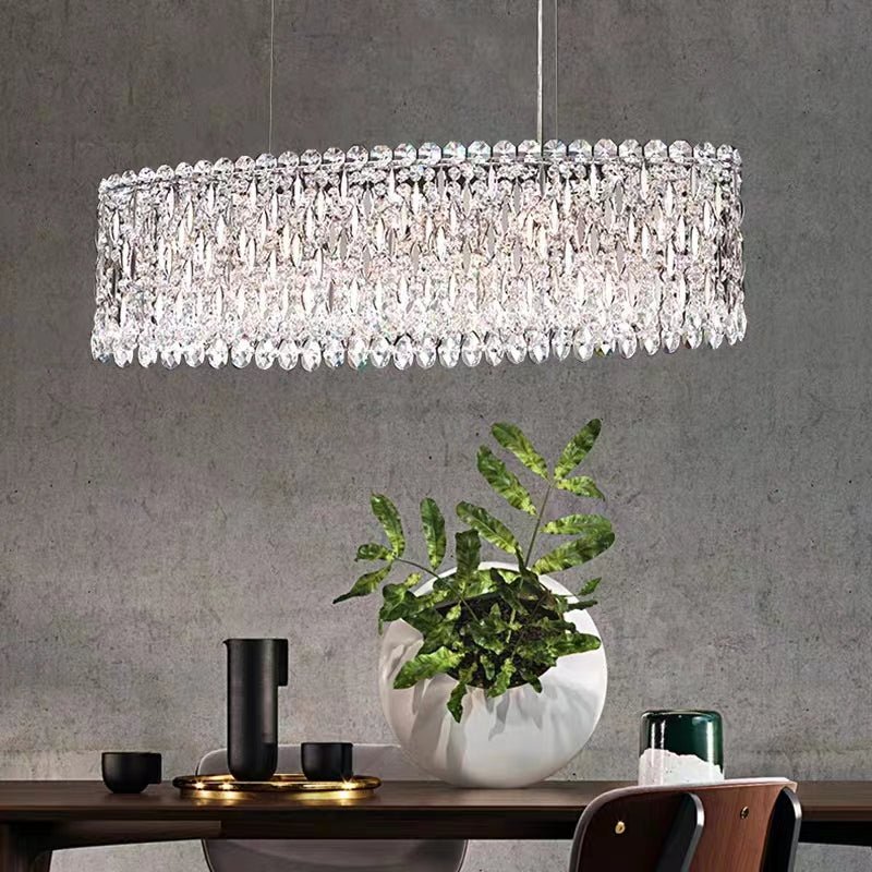 Extra Large Modern Fashion Oval Crystal Pendant Chandelier for Dining Room/Kitchen Island - briglamps