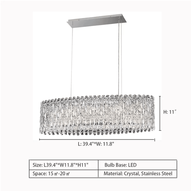 Extra Large Modern Fashion Oval Crystal Pendant Chandelier for Dining Room/Kitchen Island - briglamps