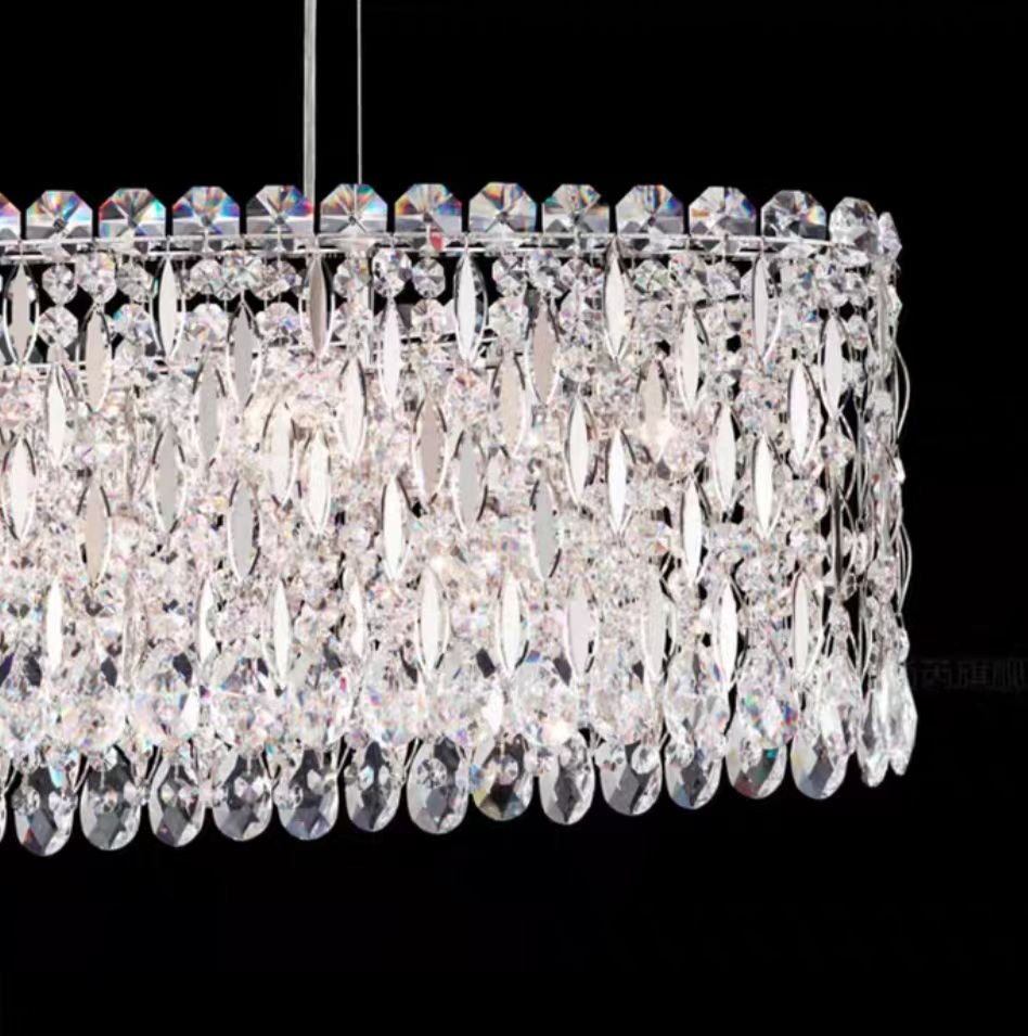 Extra Large Modern Fashion Oval Crystal Pendant Chandelier for Dining Room/Kitchen Island - briglamps