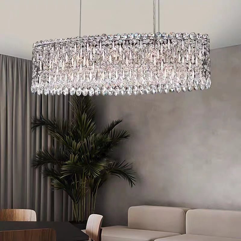 Extra Large Modern Fashion Oval Crystal Pendant Chandelier for Dining Room/Kitchen Island - briglamps