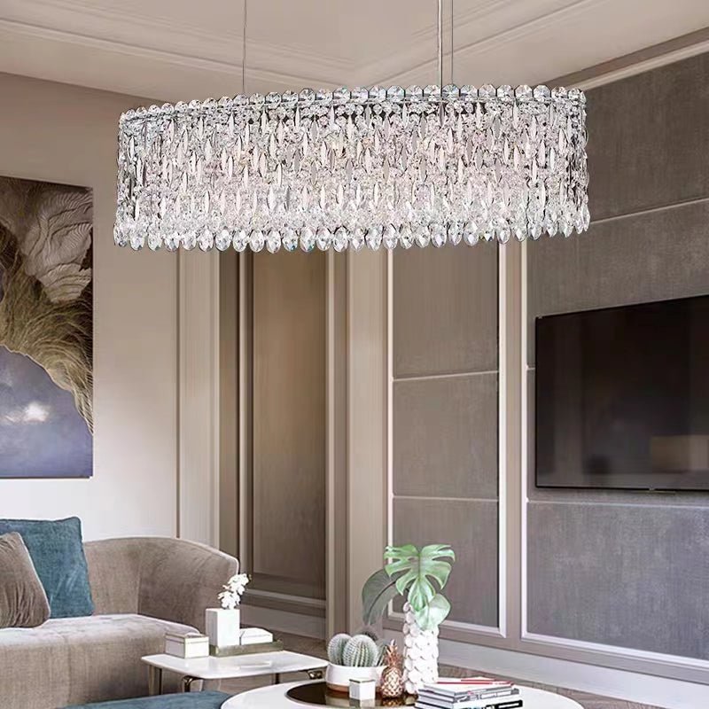Extra Large Modern Fashion Oval Crystal Pendant Chandelier for Dining Room/Kitchen Island - briglamps