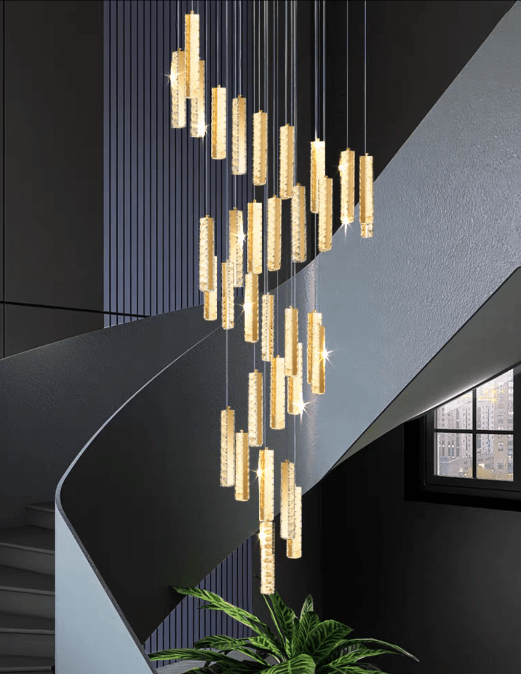 Extra Large Modern Spiral Crystal Ceiling Light Decoration for Staircase/ High Ceiling Living Room/ Hotel Lobby/ Hallway - briglamps