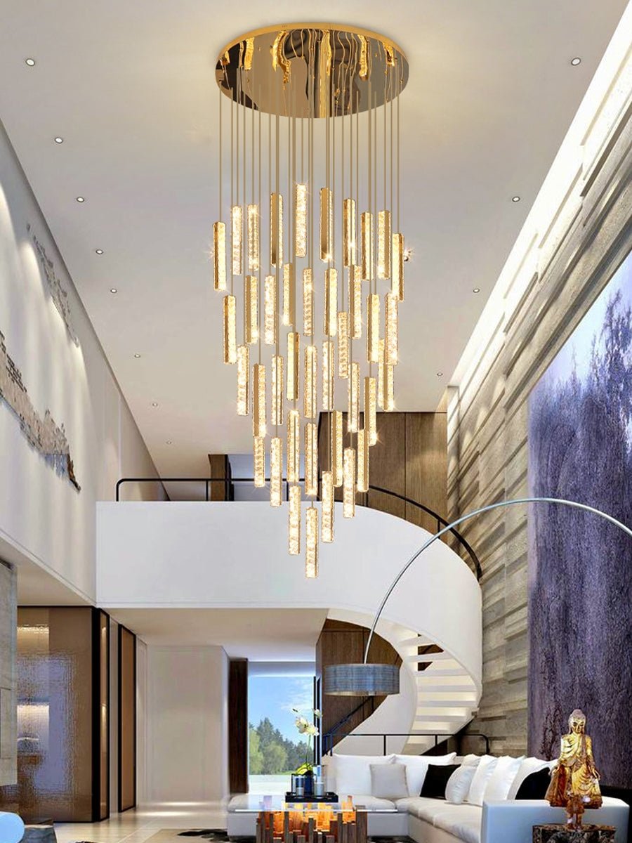 Extra Large Modern Spiral Crystal Ceiling Light Decoration for Staircase/ High Ceiling Living Room/ Hotel Lobby/ Hallway - briglamps