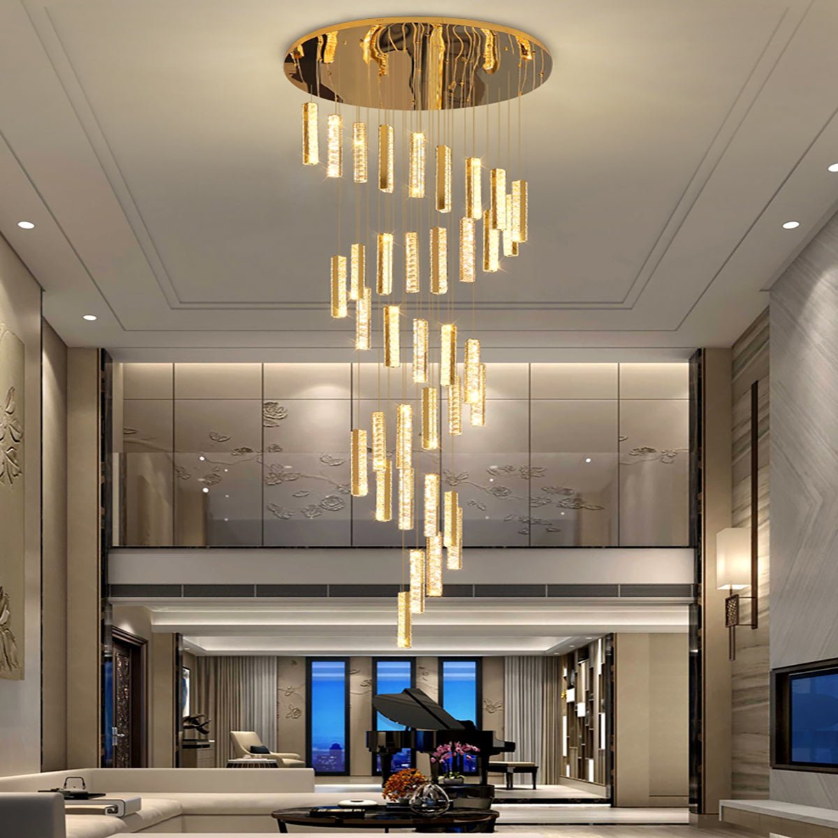 Extra Large Modern Spiral Crystal Ceiling Light Decoration for Staircase/ High Ceiling Living Room/ Hotel Lobby/ Hallway - briglamps