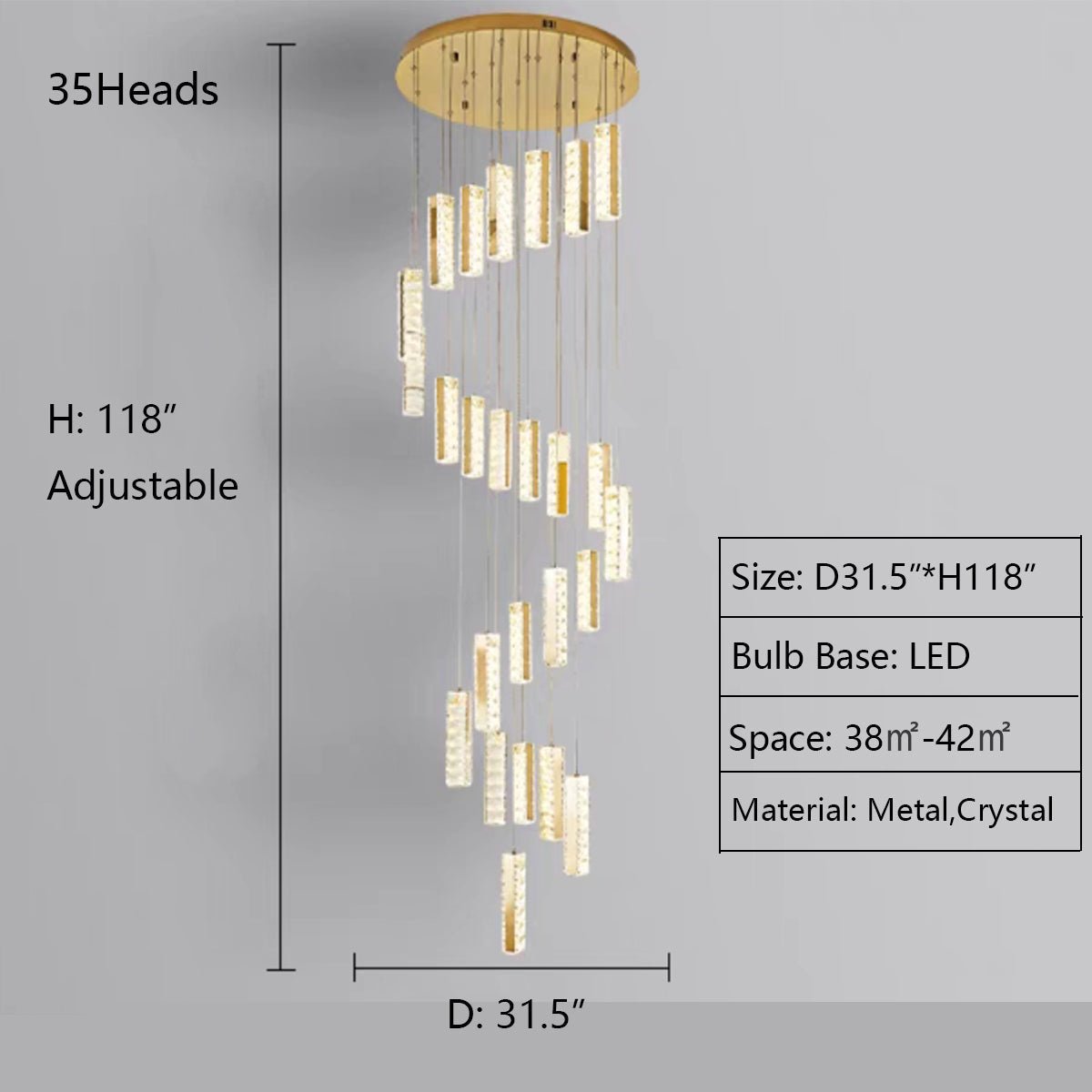 Extra Large Modern Spiral Crystal Ceiling Light Decoration for Staircase/ High Ceiling Living Room/ Hotel Lobby/ Hallway - briglamps