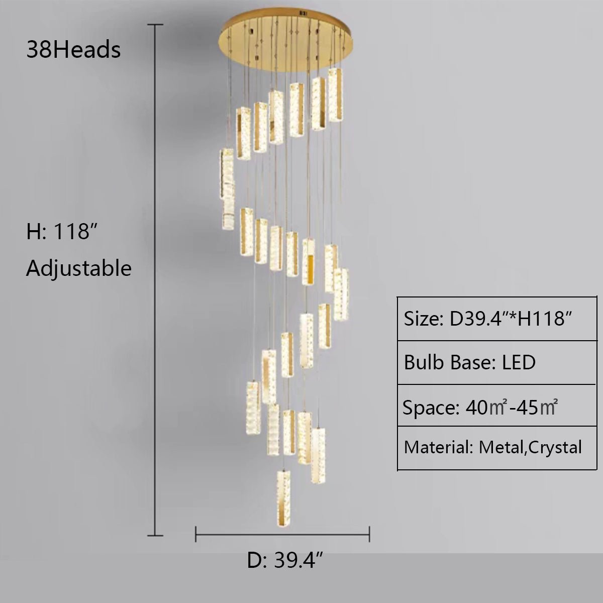 Extra Large Modern Spiral Crystal Ceiling Light Decoration for Staircase/ High Ceiling Living Room/ Hotel Lobby/ Hallway - briglamps