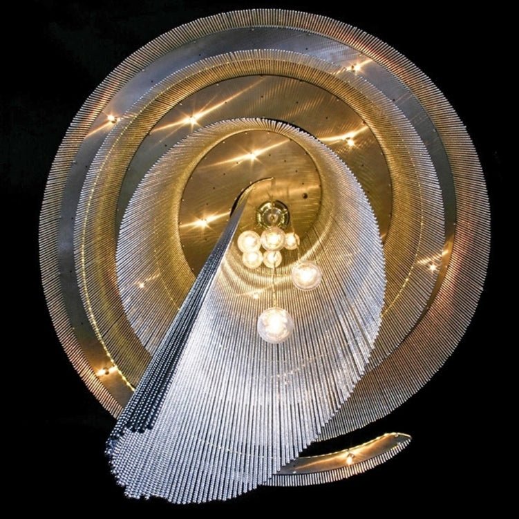 Extra Large Multi - layered Post - Modern Luxury Metal Chains Chandelier for High - ceiling Room - briglamps