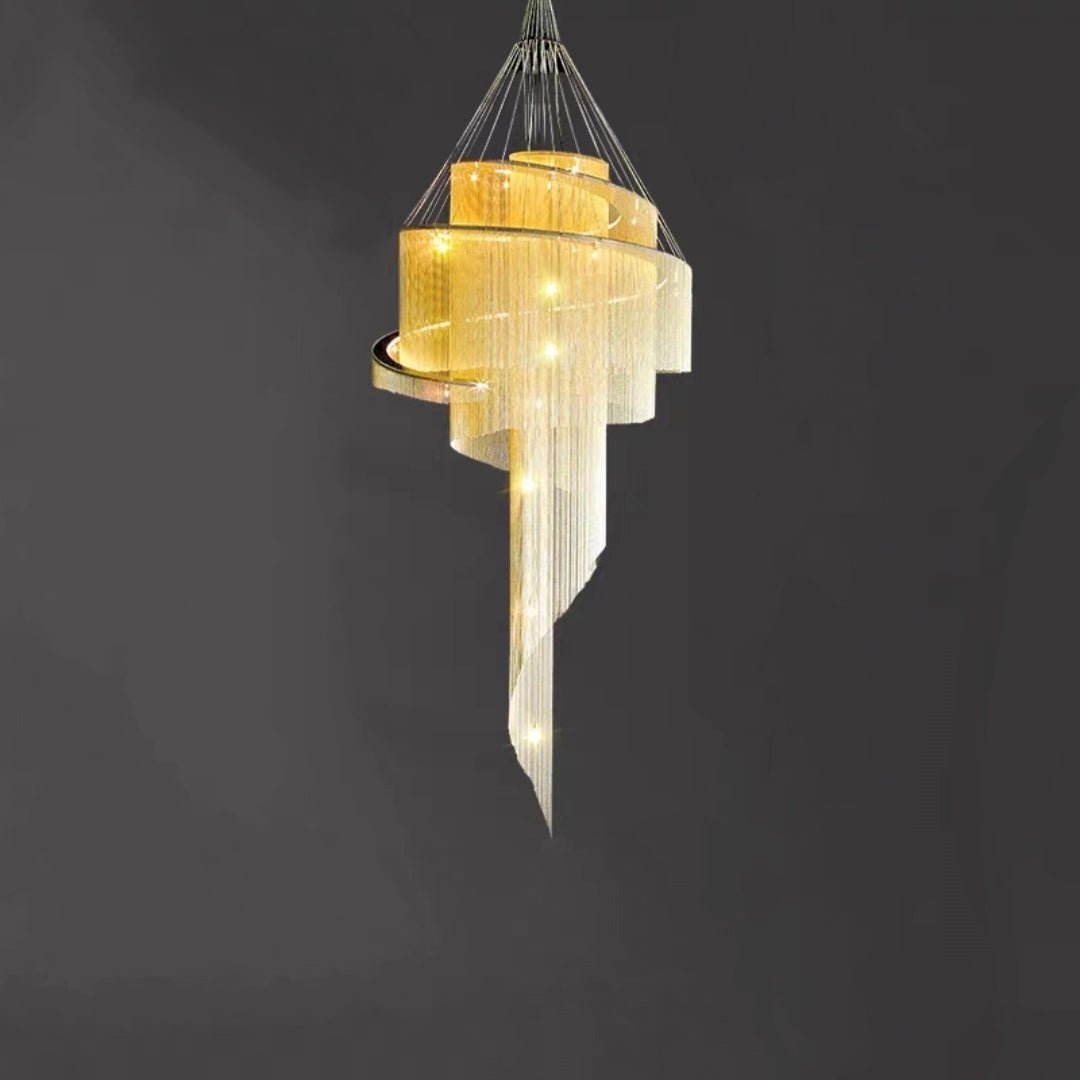Extra Large Multi - layered Post - Modern Luxury Metal Chains Chandelier for High - ceiling Room - briglamps