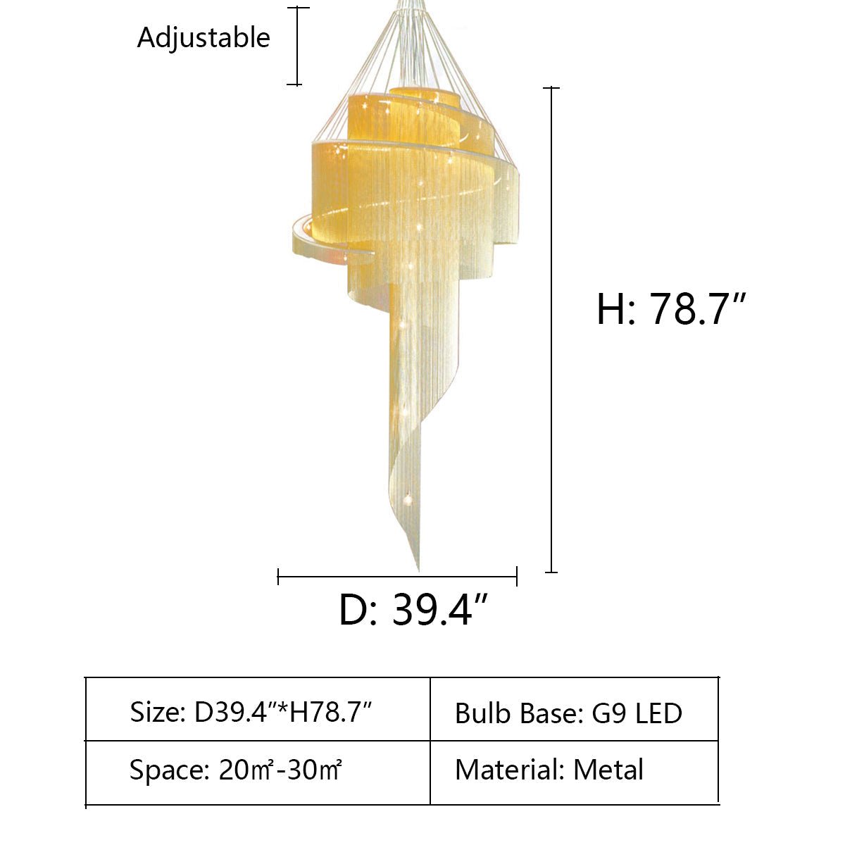 Extra Large Multi - layered Post - Modern Luxury Metal Chains Chandelier for High - ceiling Room - briglamps
