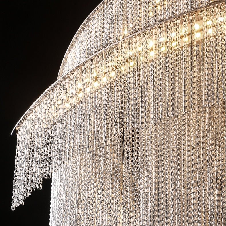 Extra Large Multi - layered Post - Modern Luxury Metal Chains Chandelier for High - ceiling Room - briglamps