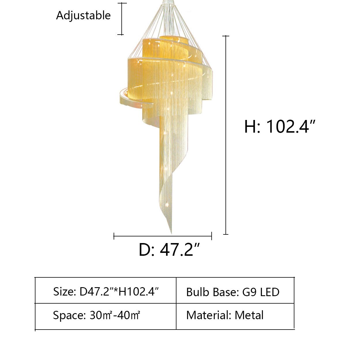 Extra Large Multi - layered Post - Modern Luxury Metal Chains Chandelier for High - ceiling Room - briglamps