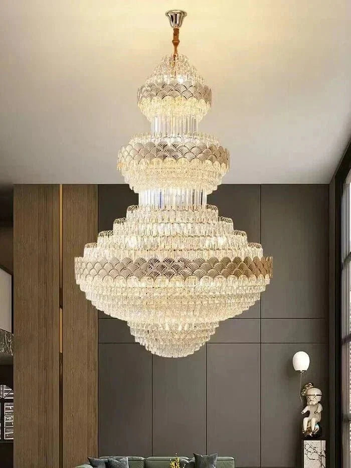 Extra Large Multi-layers Gold Luxury Crystal Chandelier Modern Empire Decrative Crystal Light For Living Room/Foyer/Staircase - Brig Lighting