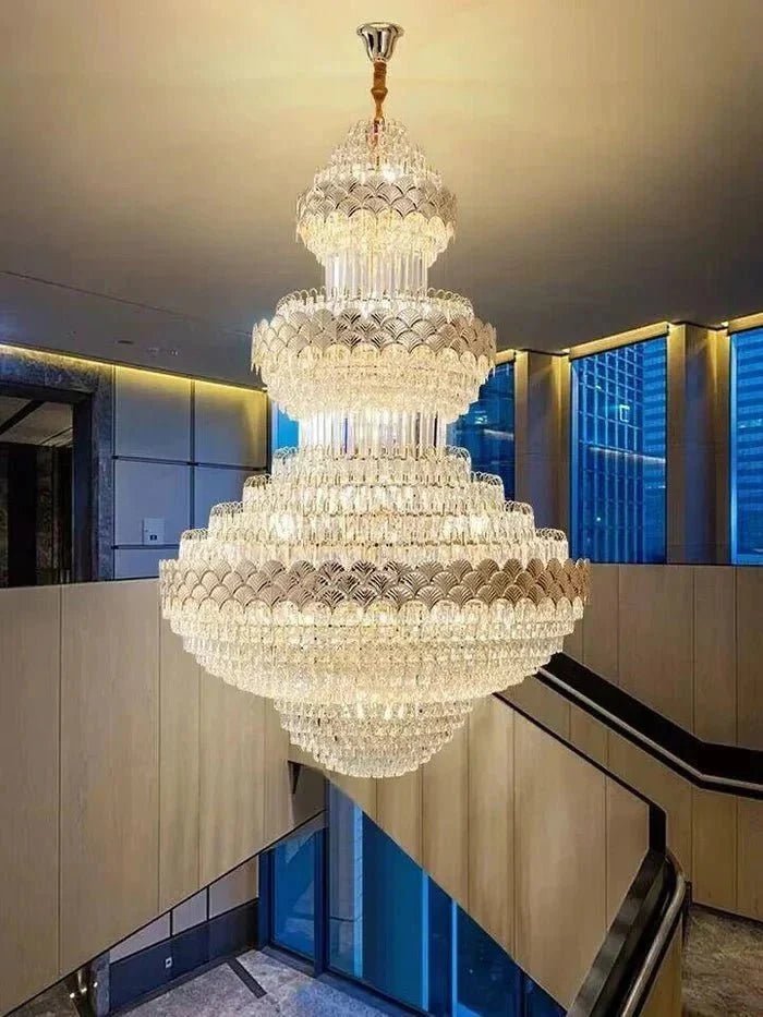 Extra Large Multi-layers Gold Luxury Crystal Chandelier Modern Empire Decrative Crystal Light For Living Room/Foyer/Staircase - Brig Lighting