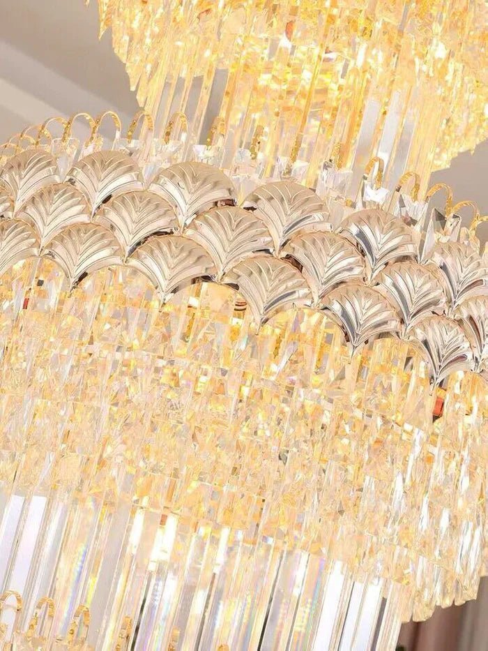 Extra Large Multi-layers Gold Luxury Crystal Chandelier Modern Empire Decrative Crystal Light For Living Room/Foyer/Staircase - Brig Lighting