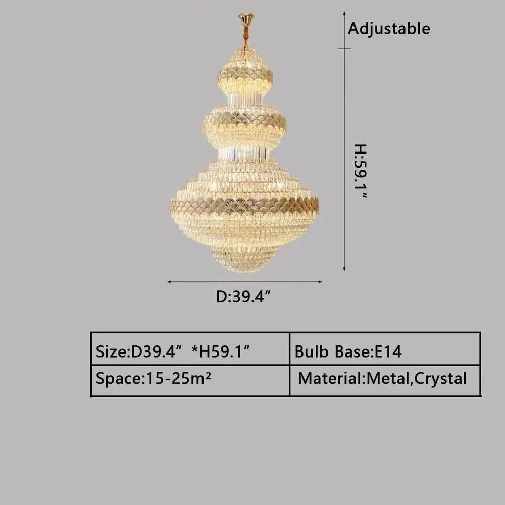 Extra Large Multi-layers Gold Luxury Crystal Chandelier Modern Empire Decrative Crystal Light For Living Room/Foyer/Staircase - Brig Lighting