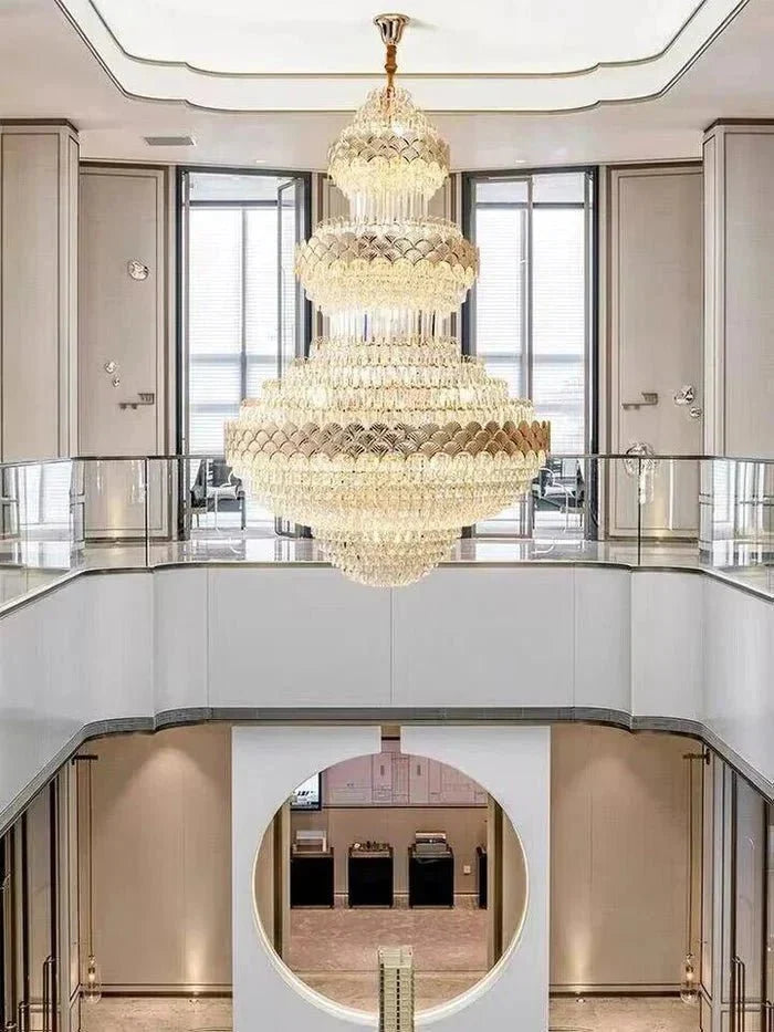 Extra Large Multi-layers Gold Luxury Crystal Chandelier Modern Empire Decrative Crystal Light For Living Room/Foyer/Staircase - Brig Lighting