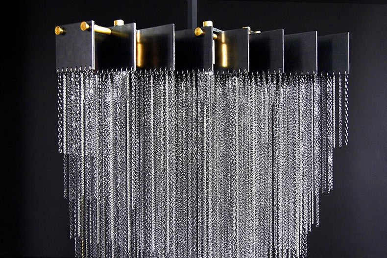 Extra Large Multi - tier Aluminum Tassel Chain Art Chandelier for Villa/Stairs/Foyer/Living Room - briglamps