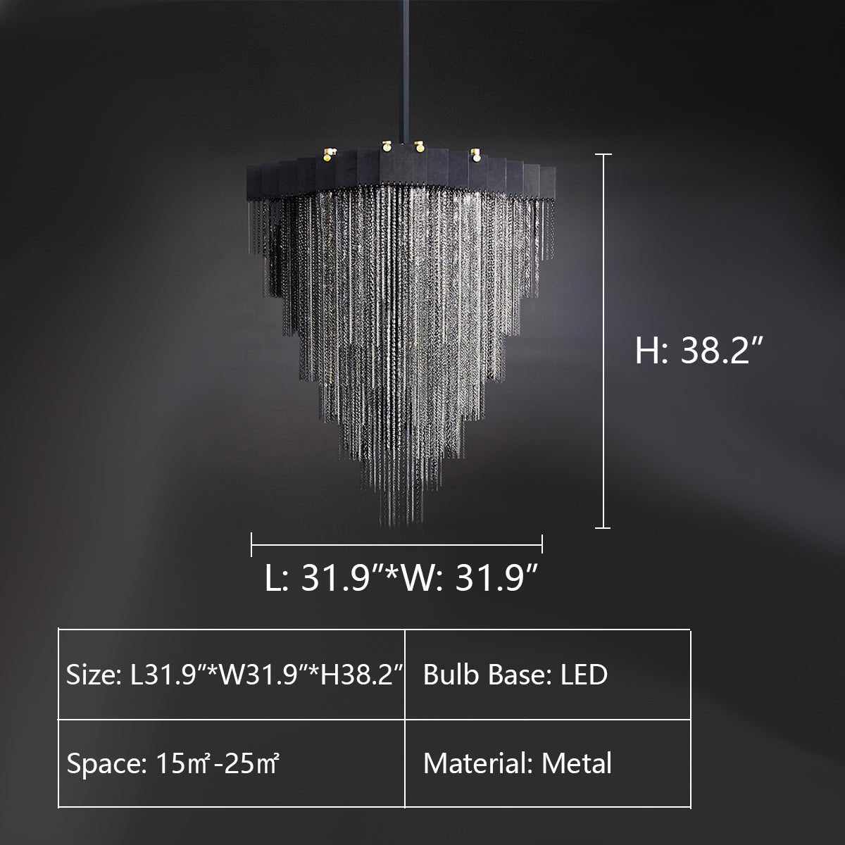 Extra Large Multi - tier Aluminum Tassel Chain Art Chandelier for Villa/Stairs/Foyer/Living Room - briglamps
