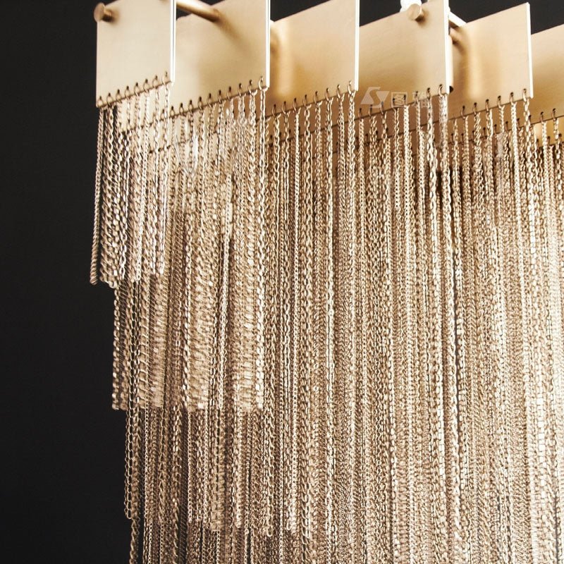 Extra Large Multi - tier Aluminum Tassel Chain Art Chandelier for Villa/Stairs/Foyer/Living Room - briglamps