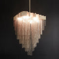 Extra Large Multi - tier Aluminum Tassel Chain Art Chandelier for Villa/Stairs/Foyer/Living Room - briglamps