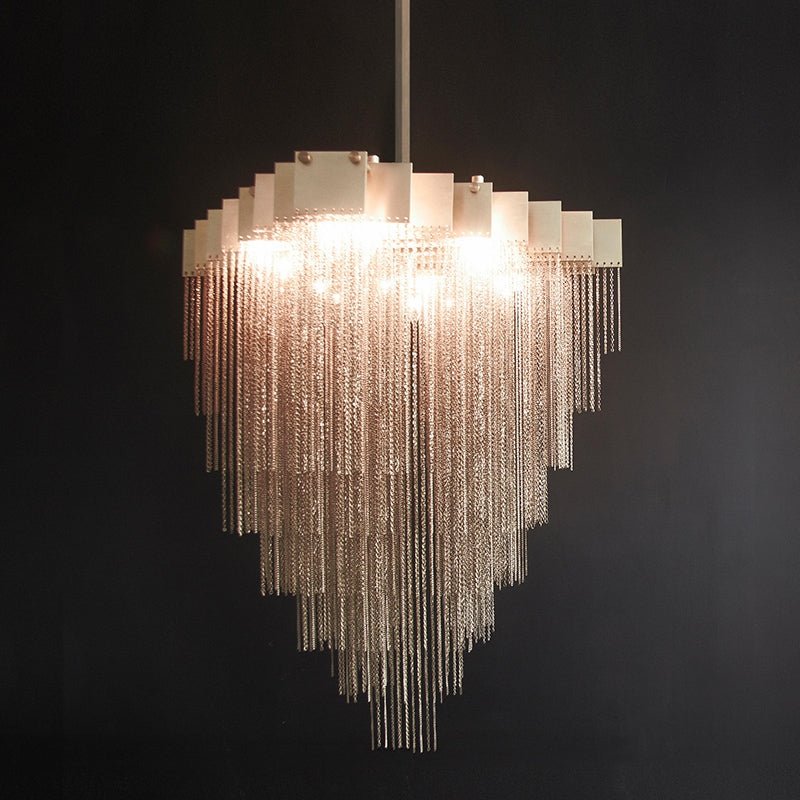 Extra Large Multi - tier Aluminum Tassel Chain Art Chandelier for Villa/Stairs/Foyer/Living Room - briglamps