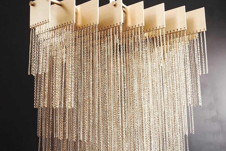 Extra Large Multi - tier Aluminum Tassel Chain Art Chandelier for Villa/Stairs/Foyer/Living Room - briglamps