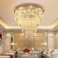 Extra Large Multi - tier Round Flush Mount Light Crystal Rod Chandelier for Living Room/Foyer - briglamps