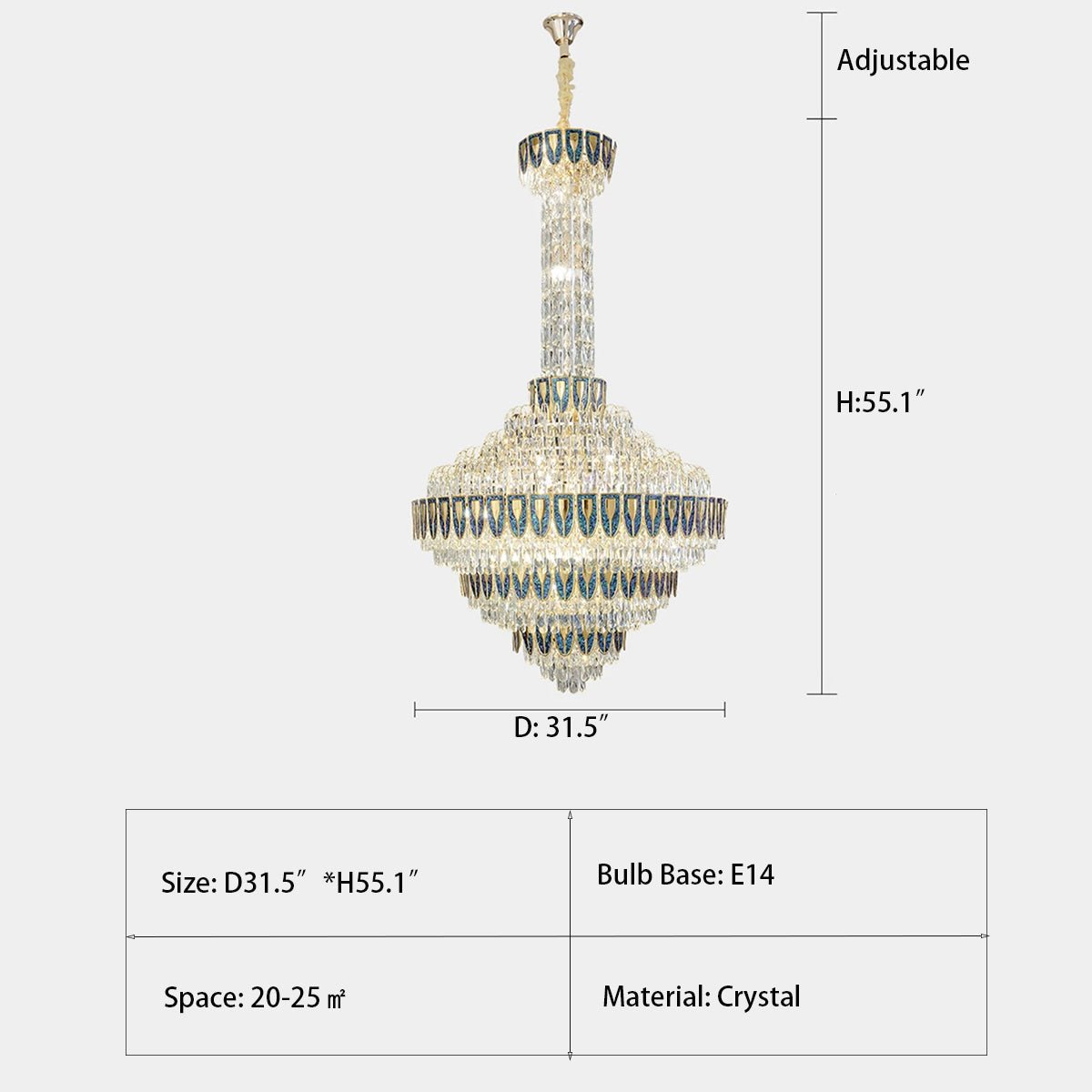 Extra Large Multi - tiered Empire Crystal Chandelier for Big Hallway/Foyer/Staircase - briglamps