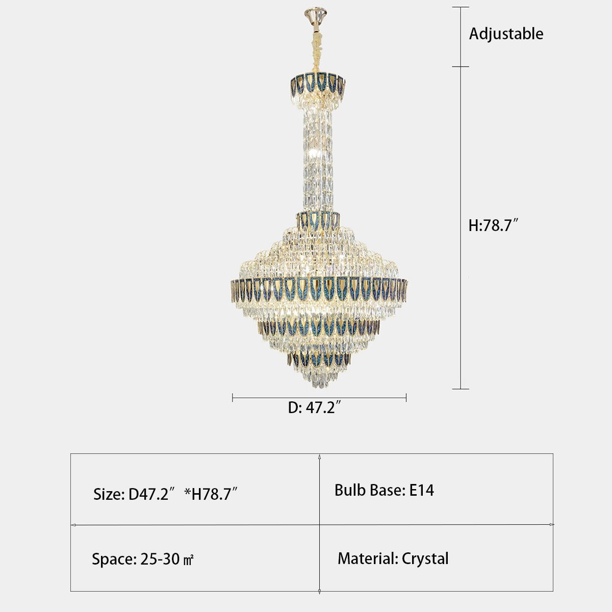 Extra Large Multi - tiered Empire Crystal Chandelier for Big Hallway/Foyer/Staircase - briglamps