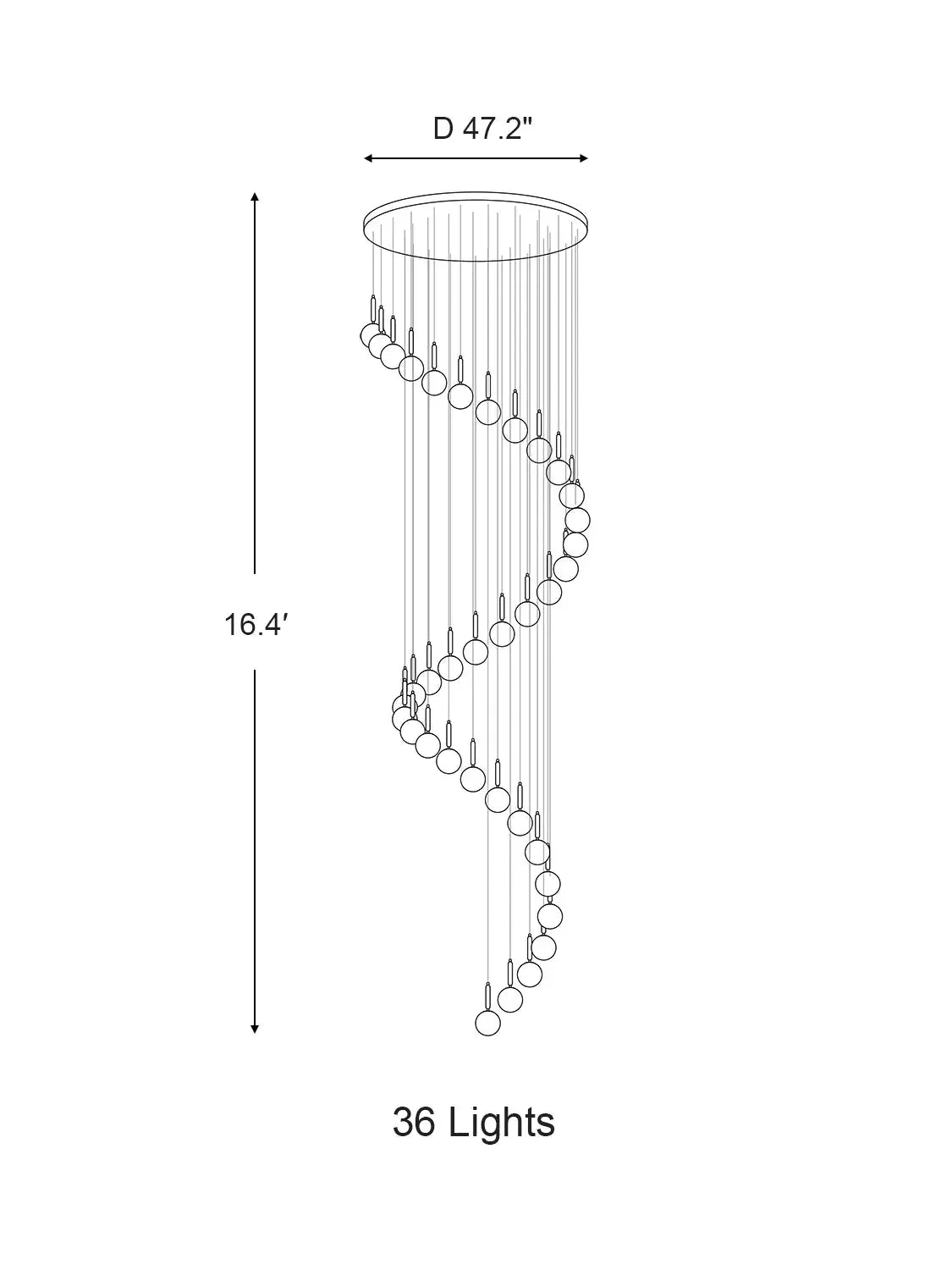 Extra Large Nordic Minimalist Long Pendant Light for Spiral Staircase/High - ceiling Room - briglamps