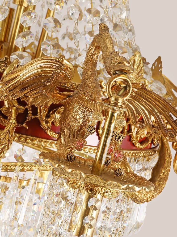 Extra Large Retro Luxury Full Copper Crystal Chandelier for Staircase/ Duplexes/ Villas - briglamps