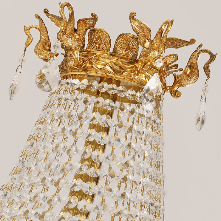 Extra Large Retro Luxury Full Copper Crystal Chandelier for Staircase/ Duplexes/ Villas - briglamps