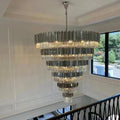Extra Large Round Cone Tiered Crystal Chandelier for Foyer/Enterway/Living Room - Brig Lighting