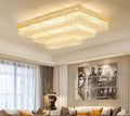 Extra Large Three Layers Rectangular Luxury Flush Mounted Crystal Chandelier for Living Room - briglamps