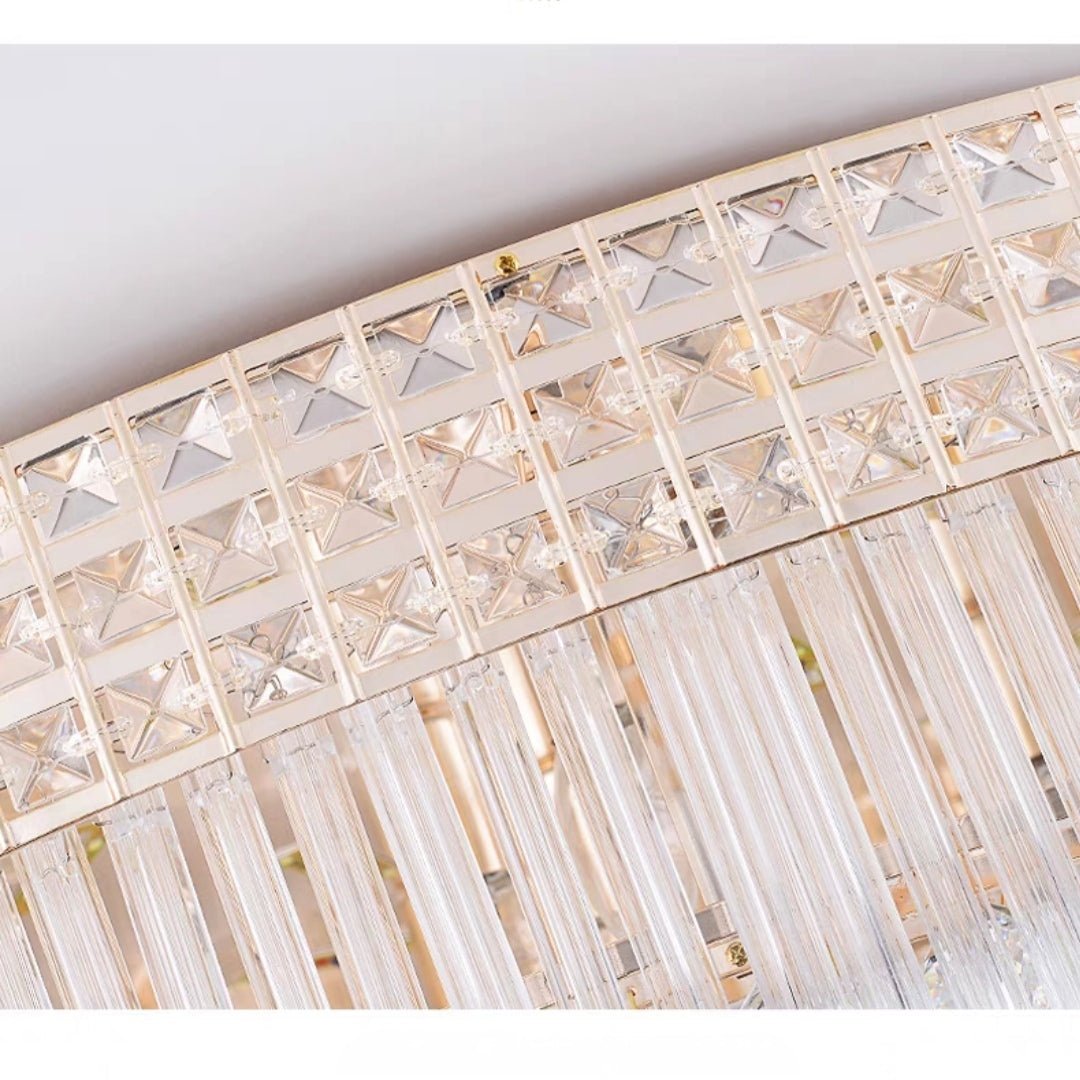 Extra Large Three Layers Rectangular Luxury Flush Mounted Crystal Chandelier for Living Room - briglamps