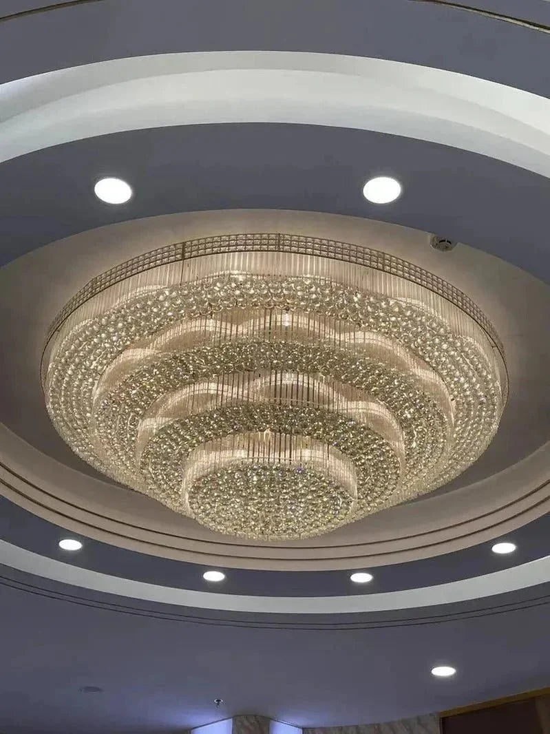 Extra Large Three Layers Round Luxury Flush Mounted Crystal Chandelier for Living Room - Brig Lighting