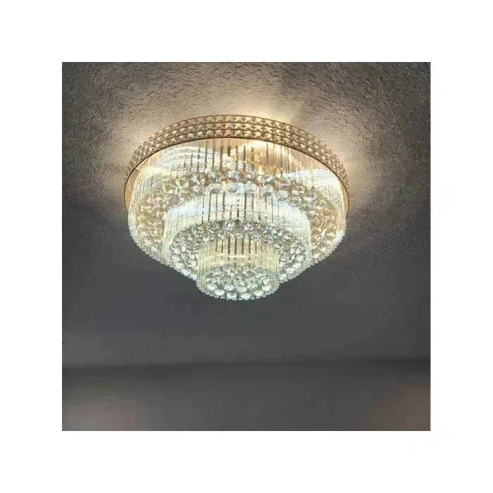 Extra Large Three Layers Round Luxury Flush Mounted Crystal Chandelier for Living Room - Brig Lighting
